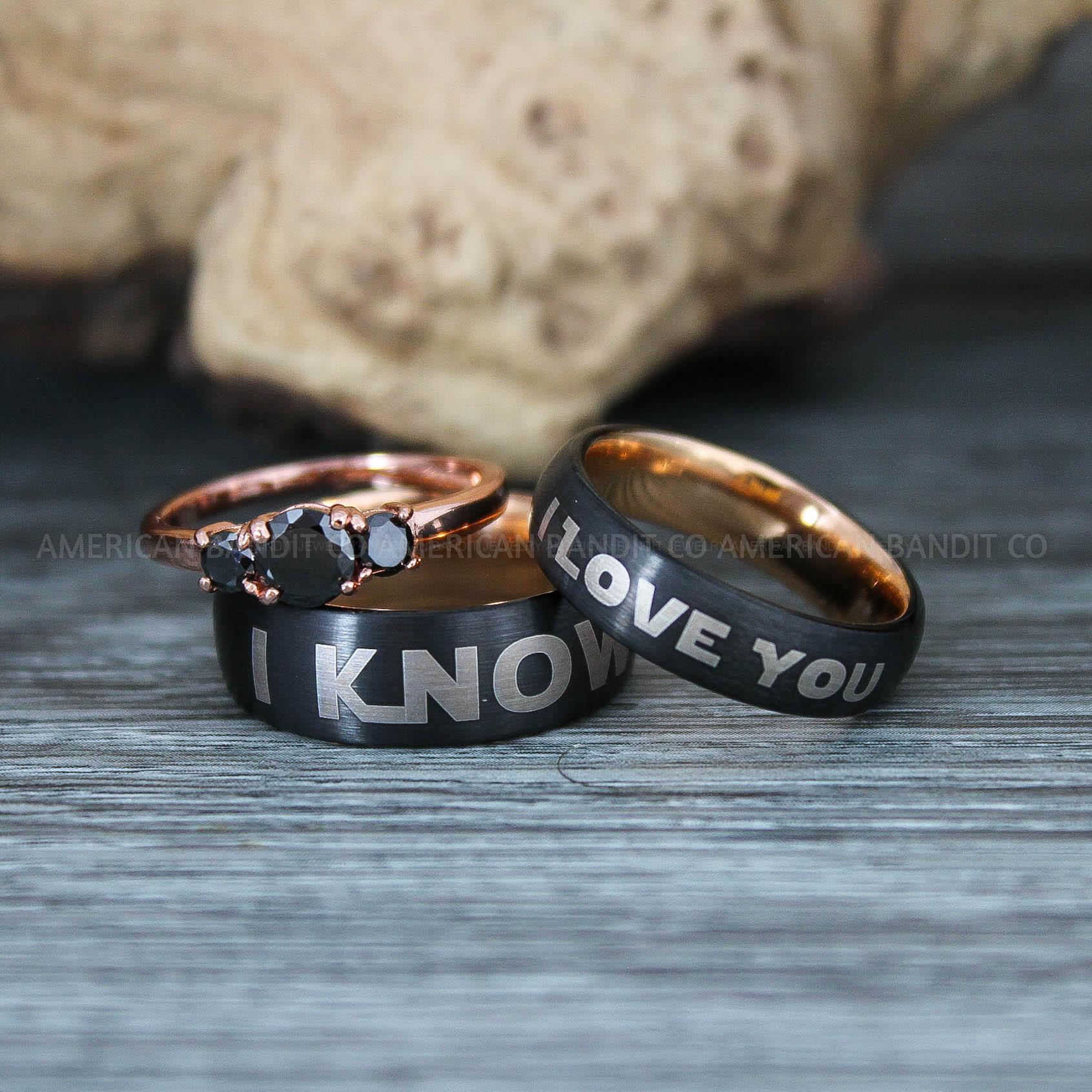 IMG_9685 I Love You I Know Rings, Aurebesh Rings, Black Wedding Bands, Aurebesh Wedding Bands, Aurebesh Wedding Rings, Aurebesh Jewelry - Image 1
