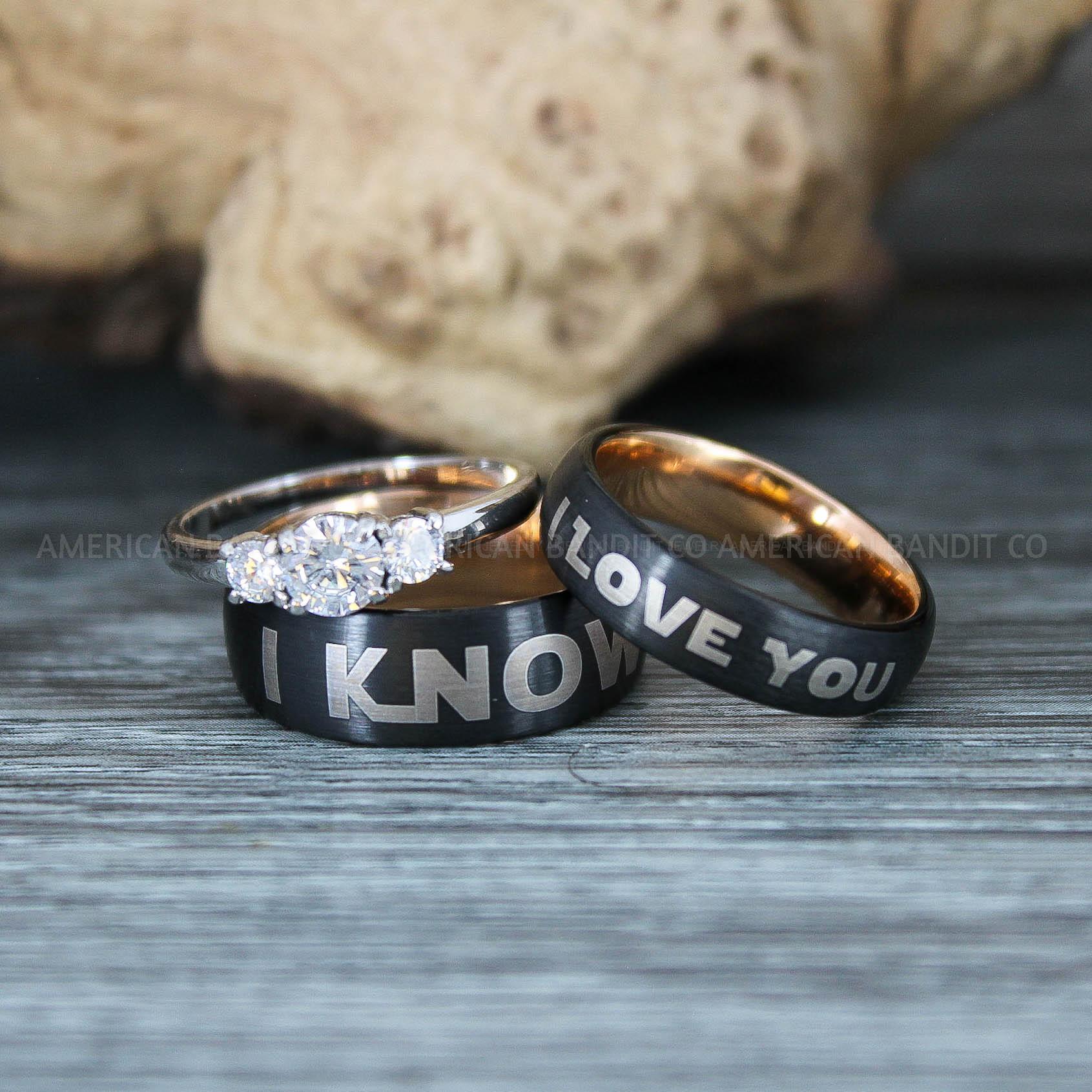 IMG_9686 I Love You I Know Rings, Aurebesh Rings, Black Wedding Bands, Aurebesh Wedding Bands, Aurebesh Wedding Rings, Aurebesh Jewelry - Image 1