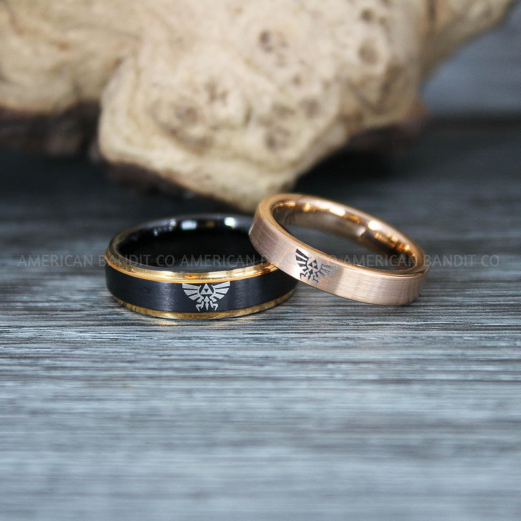 IMG_9693 Zelda Rings, Zelda Wedding Rings, Gamer Rings, Gamer Jewelry, Zelda Wedding Bands, Gamer Wedding Rings, Black Wedding Rings - Image 1