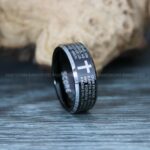 Christian Cross Ring, The Lord Prayer Ring, Religion Ring, Black Tungsten Couple Ring, Christian Cross Jewelry - Image 6