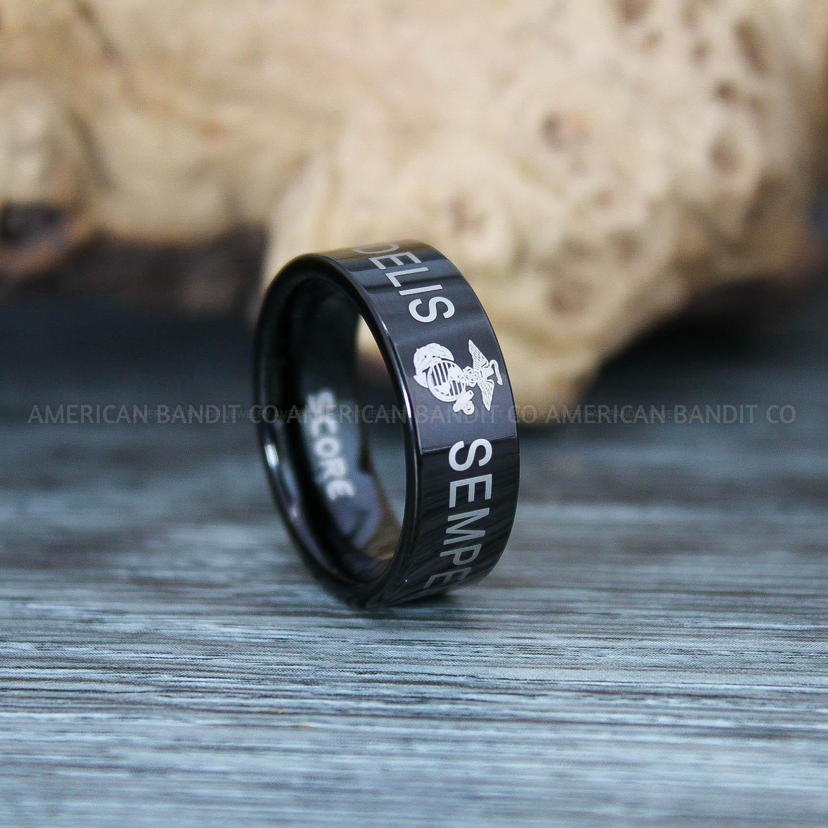 IMG_9711 Marines Ring, Semper Fidelis Ring, Marines Wedding Band, Camo Rings, Army Rings, Military Ring, Military Jewelry, Army Couple, Army Wife, Army Husband - Image 1