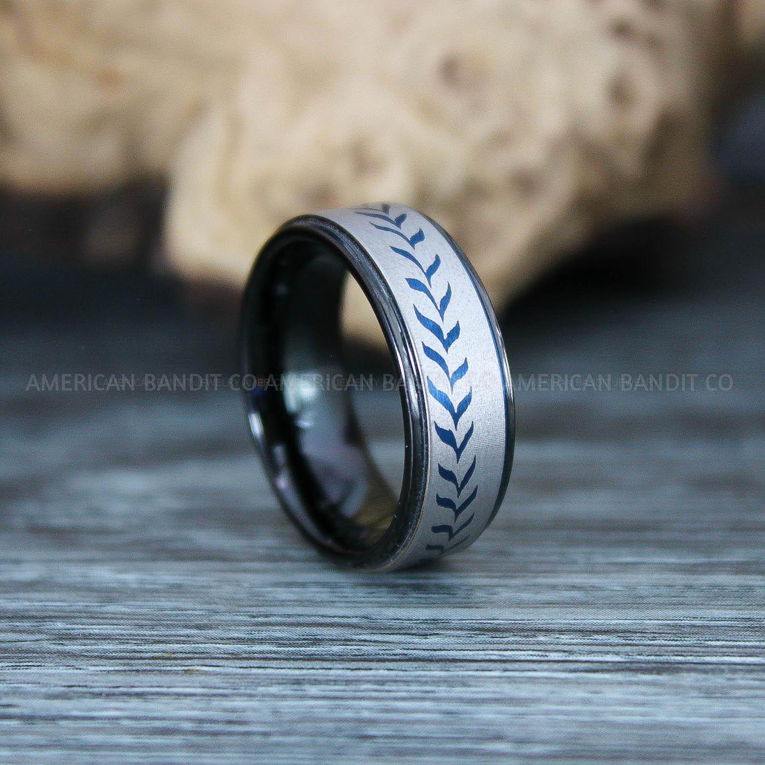 IMG_9731 Baseball Rings, Baseball Wedding Rings, Baseball Wedding Bands, Black Baseball Rings, Black Wedding Bands, Black Baseball Wedding Bands, Baseball Jewelry - Image 1