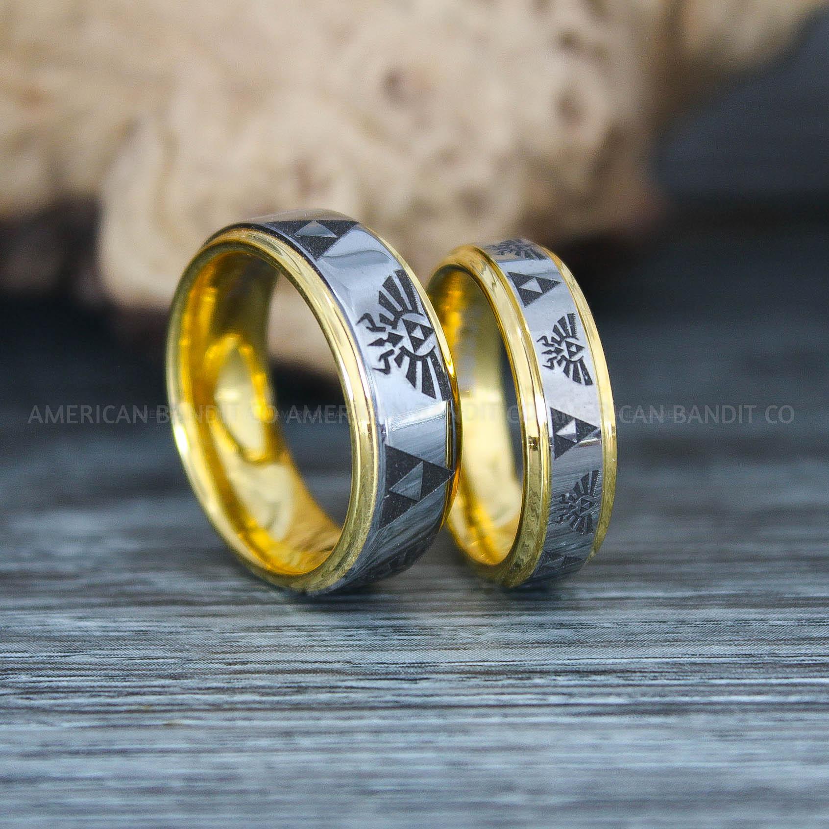 IMG_9747 Zelda Rings, Zelda Wedding Rings, Gamer Rings, Gamer Jewelry, Zelda Wedding Bands, Gamer Wedding Rings, Yellow Gold Wedding Rings - Image 1