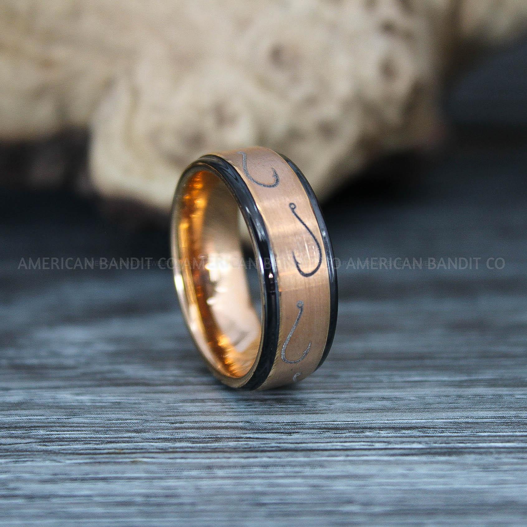 IMG_9749 Fishing Ring, Fisherman Ring, Fishing Jewelry, Fishing Wedding Band, Hunting Ring, Fish Hooks Ring, Fishing Wedding Ring - Image 1