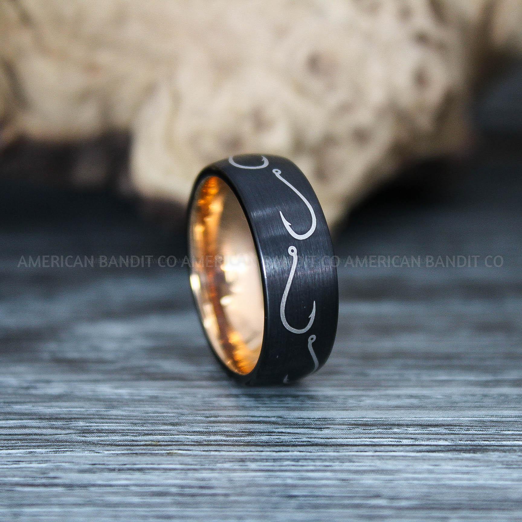 IMG_9754 Fishing Ring, Fisherman Ring, Fishing Jewelry, Fishing Wedding Band, Hunting Ring, Fish Hooks Ring, Fishing Wedding Ring - Image 1