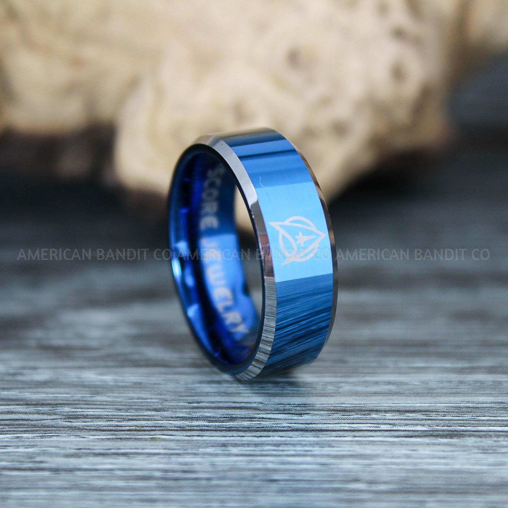 IMG_9768 Star Trek Ring, Star Trek Wedding Band, Black Star Trek Wedding Ring, Star Trek Wedding Ring, Star Trek Jewelry - Image 1