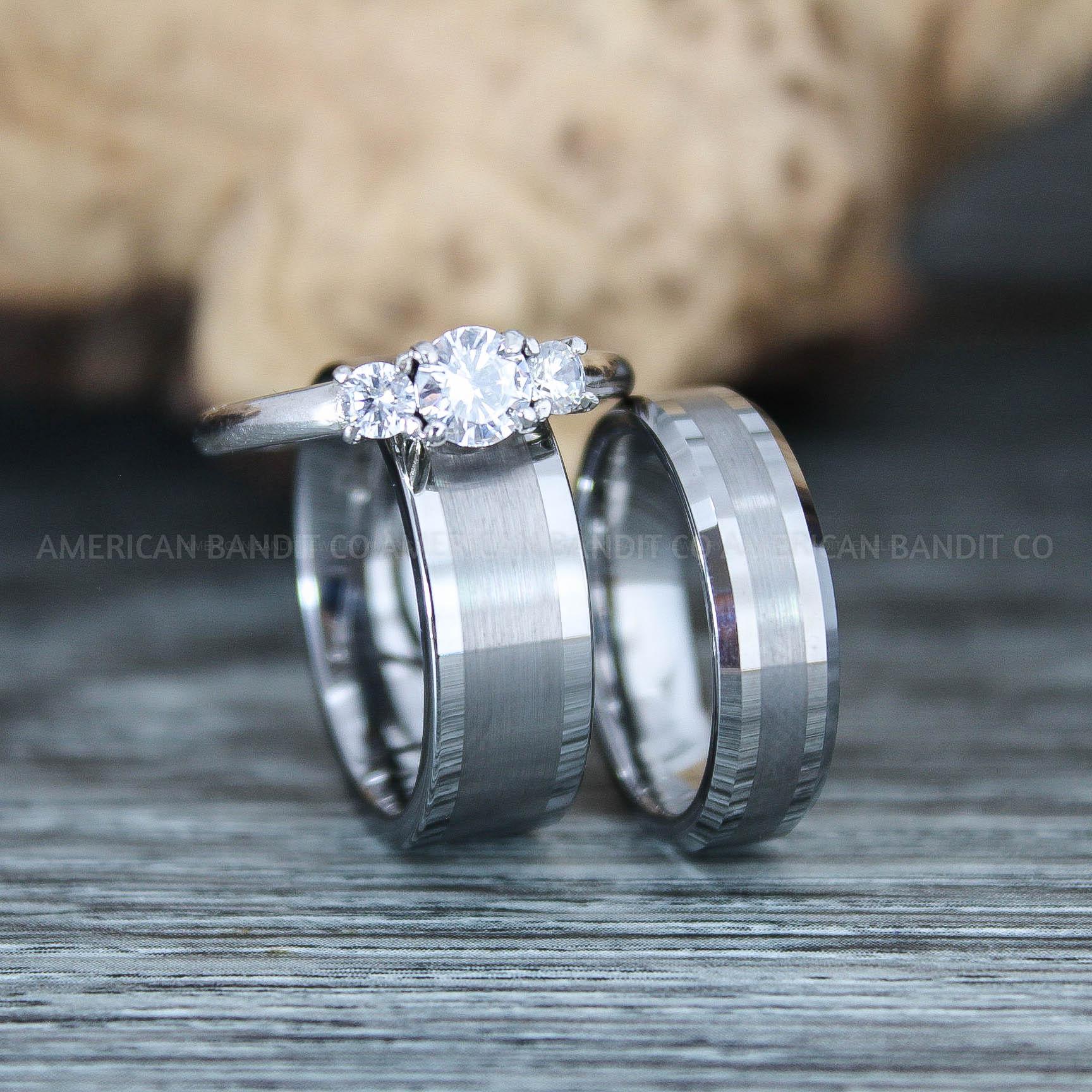 IMG_9773 Silver Rings, Couple Ring Set, Silver Wedding Rings, Silver Wedding Bands, Silver Tungsten Wedding Rings - Image 1