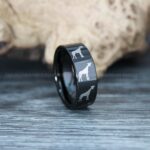 Giraffe Ring, Black Giraffe Ring, Giraffe Tungsten Ring, Giraffe Jewelry, Africa Ring, Africa Jewelry, Black Tungsten Wedding Band