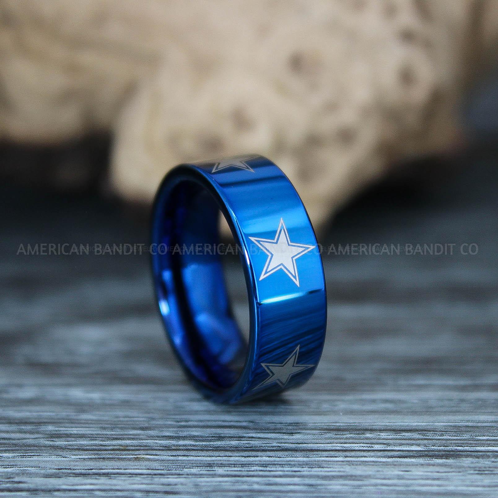 IMG_9809 Cowboys Ring, Football Ring, Cowboys Wedding Ring, Cowboys Wedding Band, Blue Wedding Ring - Image 1