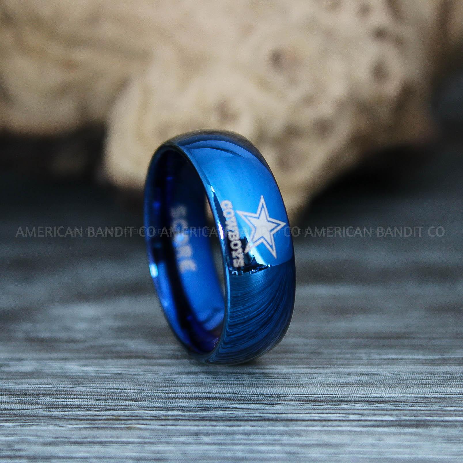 IMG_9810 Cowboys Ring, Football Ring, Cowboys Wedding Ring, Cowboys Wedding Band, Blue Wedding Ring - Image 1