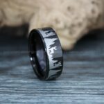 Deer Hunting Ring, Deer Tracks Wedding, Deer Hunting Jewelry, Black Tungsten Ring, Black Wedding Band, Hunting Jewelry, Deer Tracks Wedding Ring, Deer Tracks Ring