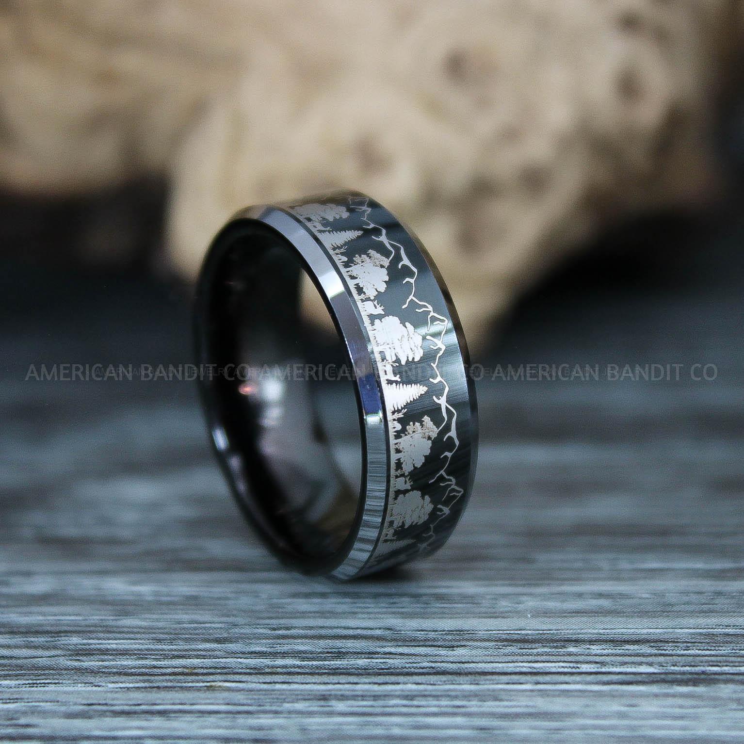 IMG_9829 Forest Scene Ring, Forest Ring, Fir Tree Ring, Forest Jewelry, Mountain Range Ring, Mountains Scene Ring - Image 1