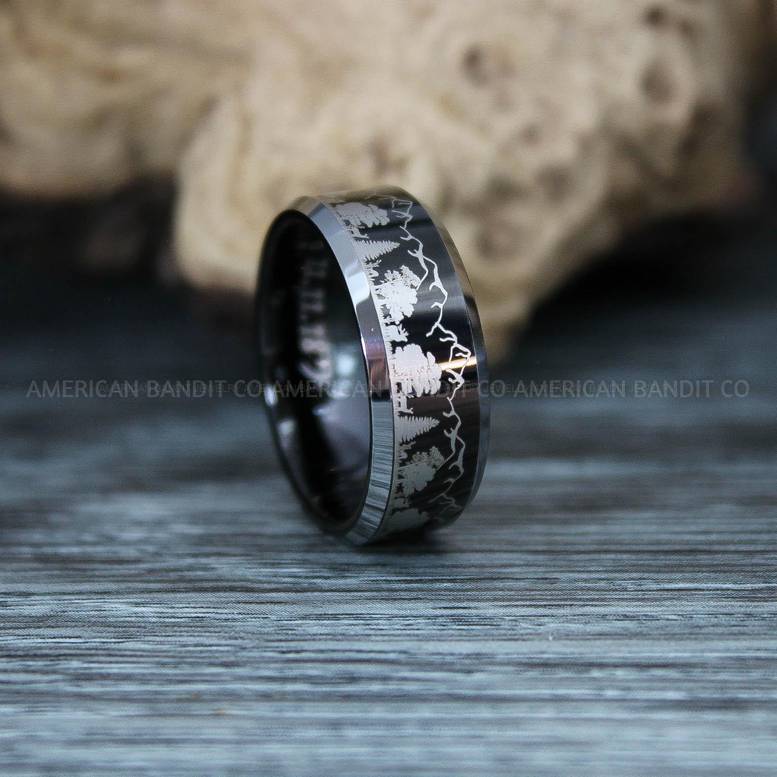 IMG_9838 Forest Scene Ring, Forest Ring, Fir Tree Ring, Forest Jewelry, Mountain Range Ring, Mountains Scene Ring - Image 1