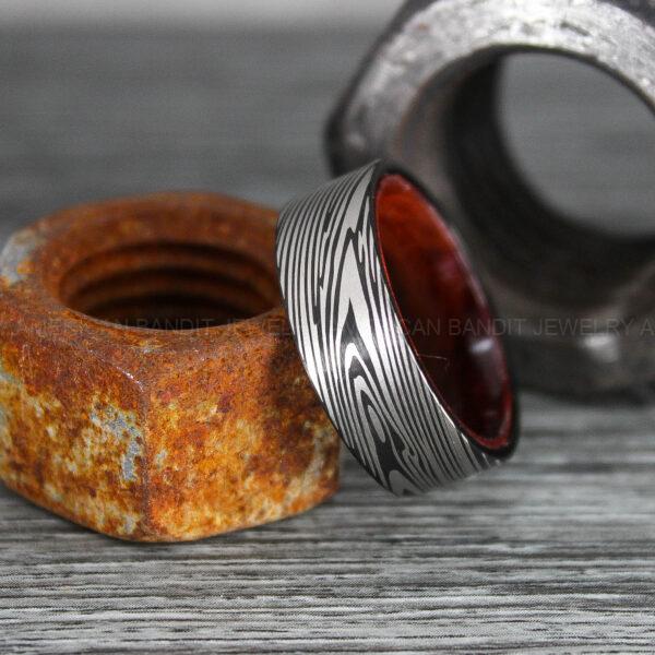 IMG_0337 Damascus Steel Ring, Damascus Steel Wedding Ring, Damascus Steel Wedding Band, Black Wedding Ring, Black Damascus Steel Wedding Ring