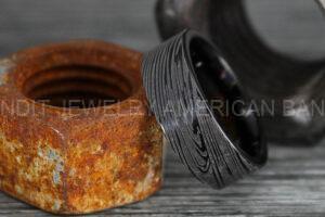 Damascus Steel Ring, Damascus Steel Wedding Ring, Damascus Steel Wedding Band, Black Wedding Ring, Black Damascus Steel Wedding Ring