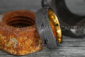 Damascus Steel Ring, Damascus Steel Wedding Ring, Damascus Steel Wedding Band, Black Wedding Ring, Black Damascus Steel Wedding Ring