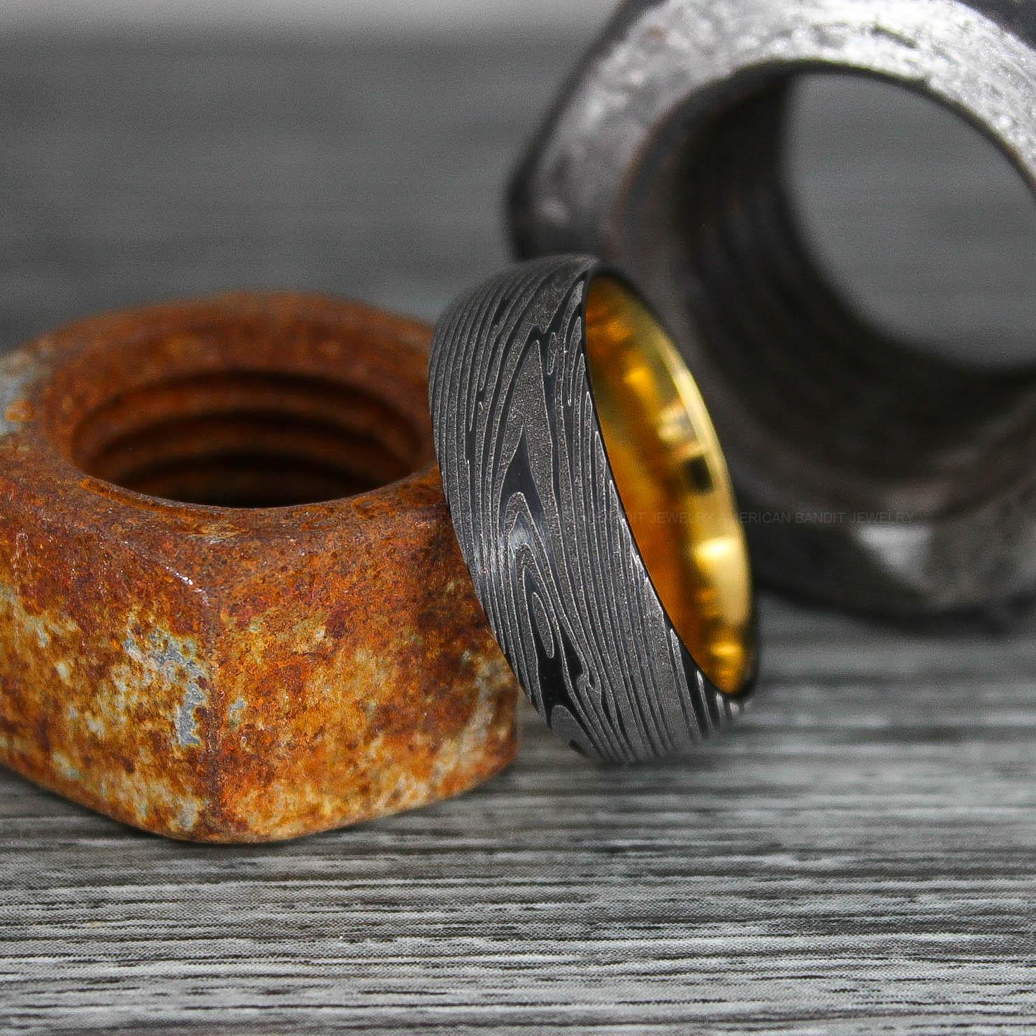 IMG_0339 Damascus Steel Ring, Damascus Steel Wedding Ring, Damascus Steel Wedding Band, Black Wedding Ring, Black Damascus Steel Wedding Ring - Image 1