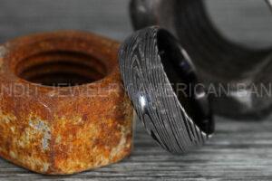 Damascus Steel Ring, Damascus Steel Wedding Ring, Damascus Steel Wedding Band, Black Wedding Ring, Black Damascus Steel Wedding Ring