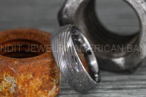 Damascus Steel Ring, Damascus Steel Wedding Ring, Damascus Steel Wedding Band, Silver Wedding Ring, Silver Damascus Steel Wedding Ring