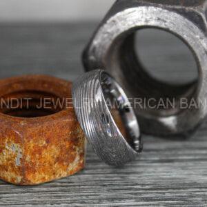 IMG_0345 Damascus Steel Ring, Damascus Steel Wedding Ring, Damascus Steel Wedding Band, Silver Wedding Ring, Silver Damascus Steel Wedding Ring