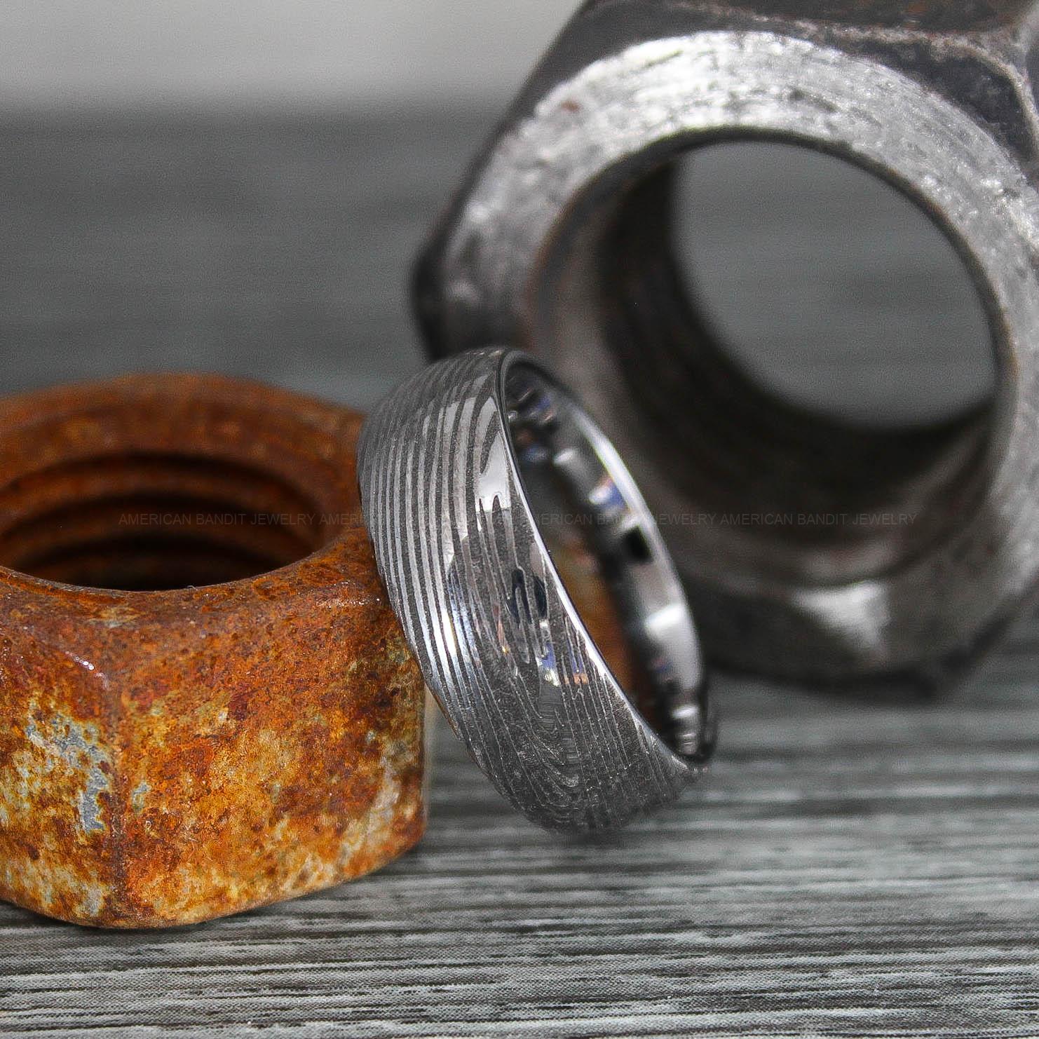 IMG_0345 Damascus Steel Ring, Damascus Steel Wedding Ring, Damascus Steel Wedding Band, Silver Wedding Ring, Silver Damascus Steel Wedding Ring - Image 1