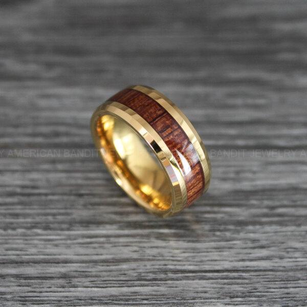 IMG_0361 Wood Ring, Wood Wedding Band, Wood Wedding Ring, Yellow Gold Wedding Band