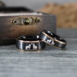 Howling Wolves Ring, Wolf Ring, Couple Wedding Rings, Couple Rings, Wolves Ring, Wolf Howl Ring, Black Wedding Bands, Matching Wedding Rings