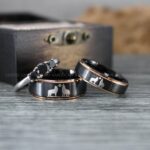 Howling Wolves Ring, Wolf Ring, Couple Wedding Rings, Couple Rings, Wolves Ring, Wolf Howl Ring, Black Wedding Bands, Matching Wedding Rings