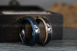 Howling Wolves Ring, Wolf Ring, Couple Wedding Rings, Couple Rings, Wolves Ring, Wolf Howl Ring, Black Wedding Bands, Matching Wedding Rings