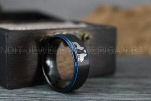 Howling Wolves Ring, Wolf Ring, Black Ring, Black Tungsten Ring, Wolves Ring, Wolf Howl Ring, Black Wedding Bands