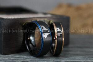 Howling Wolves Ring, Wolf Ring, Couple Wedding Rings, Couple Rings, Wolves Ring, Wolf Howl Ring, Black Wedding Bands, Matching Wedding Rings