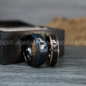 IMG_1240 Howling Wolves Ring, Wolf Ring, Couple Wedding Rings, Couple Rings, Wolves Ring, Wolf Howl Ring, Black Wedding Bands, Matching Wedding Rings