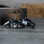 Howling Wolves Ring, Wolf Ring, Couple Wedding Rings, Couple Rings, Wolves Ring, Wolf Howl Ring, Black Wedding Bands, Matching Wedding Rings