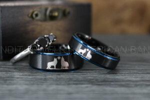 Howling Wolves Ring, Wolf Ring, Couple Wedding Rings, Couple Rings, Wolves Ring, Wolf Howl Ring, Black Wedding Bands, Matching Wedding Rings