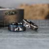 IMG_1246 Howling Wolves Ring, Wolf Ring, Couple Wedding Rings, Couple Rings, Wolves Ring, Wolf Howl Ring, Black Wedding Bands, Matching Wedding Rings