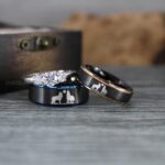 Howling Wolves Ring, Wolf Ring, Couple Wedding Rings, Couple Rings, Wolves Ring, Wolf Howl Ring, Black Wedding Bands, Matching Wedding Rings