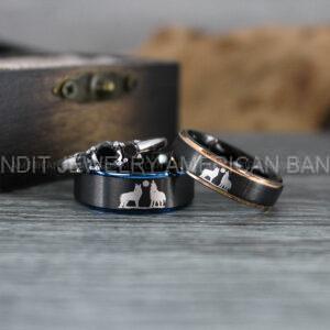 IMG_1248 Howling Wolves Ring, Wolf Ring, Couple Wedding Rings, Couple Rings, Wolves Ring, Wolf Howl Ring, Black Wedding Bands, Matching Wedding Rings
