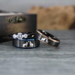 Howling Wolves Ring, Wolf Ring, Couple Wedding Rings, Couple Rings, Wolves Ring, Wolf Howl Ring, Black Wedding Bands, Matching Wedding Rings