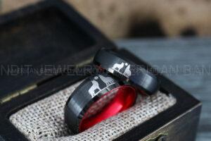 Howling Wolves Ring, Wolf Ring, Couple Wedding Rings, Couple Rings, Wolves Ring, Wolf Howl Ring, Black Wedding Bands, Matching Wedding Rings