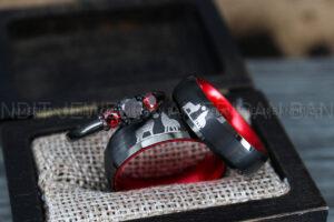 Howling Wolves Ring, Wolf Ring, Couple Wedding Rings, Couple Rings, Wolves Ring, Wolf Howl Ring, Black Wedding Bands, Matching Wedding Rings