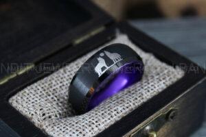 Howling Wolves Ring, Wolf Ring, Black Ring, Black Tungsten Ring, Wolves Ring, Wolf Howl Ring, Black Wedding Band