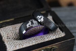 Howling Wolves Ring, Wolf Ring, Couple Wedding Rings, Couple Rings, Wolves Ring, Wolf Howl Ring, Black Wedding Bands, Matching Wedding Rings