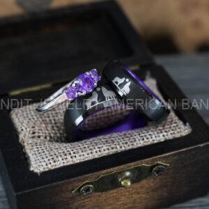 IMG_1263 Howling Wolves Ring, Wolf Ring, Couple Wedding Rings, Couple Rings, Wolves Ring, Wolf Howl Ring, Black Wedding Bands, Matching Wedding Rings