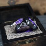 Howling Wolves Ring, Wolf Ring, Couple Wedding Rings, Couple Rings, Wolves Ring, Wolf Howl Ring, Black Wedding Bands, Matching Wedding Rings - Image 4