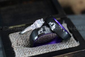 Howling Wolves Ring, Wolf Ring, Couple Wedding Rings, Couple Rings, Wolves Ring, Wolf Howl Ring, Black Wedding Bands, Matching Wedding Rings