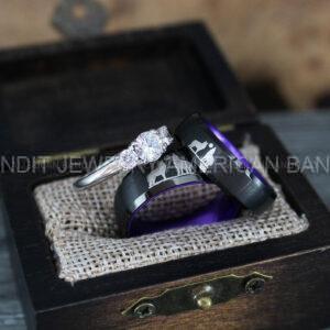 Howling Wolves Ring, Wolf Ring, Couple Wedding Rings, Couple Rings, Wolves Ring, Wolf Howl Ring, Black Wedding Bands, Matching Wedding Rings