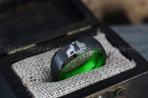 Howling Wolves Ring, Wolf Ring, Black Ring, Black Tungsten Ring, Wolves Ring, Wolf Howl Ring, Black Wedding Band