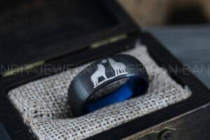 Howling Wolves Ring, Wolf Ring, Black Ring, Black Tungsten Ring, Wolves Ring, Wolf Howl Ring, Black Wedding Band