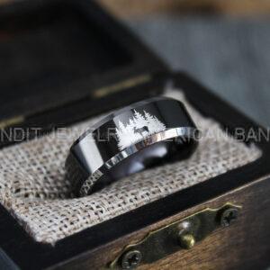 IMG_1392 Moose Hunting Ring, Moose Tracks Wedding, Moose Hunting Jewelry, Black Tungsten Ring, Black Wedding Band, Hunting Jewelry, Moose Tracks Wedding Ring
