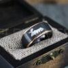 IMG_1394 Moose Hunting Ring, Moose Tracks Wedding, Moose Hunting Jewelry, Black Tungsten Ring, Black Wedding Band, Hunting Jewelry, Moose Tracks Wedding Ring